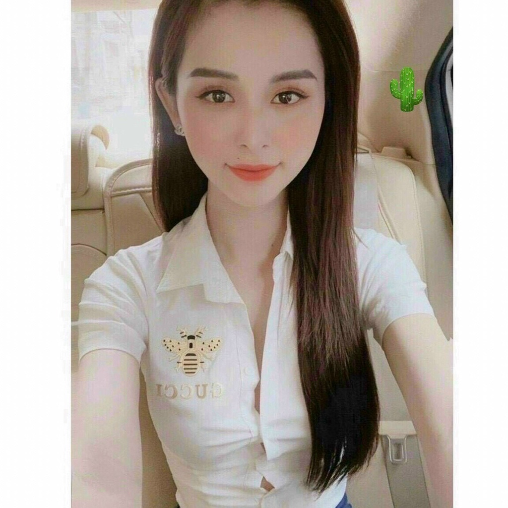 áo sơ mi thêu ong ngắn tay