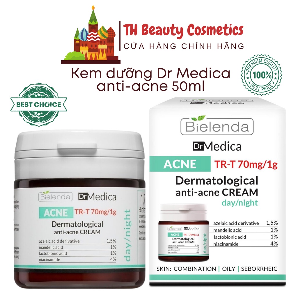 Kem dưỡng bielenda dr medica 50ml THBEAUTY kem dưỡng ẩm da mặt giảm mụn mờ thâm