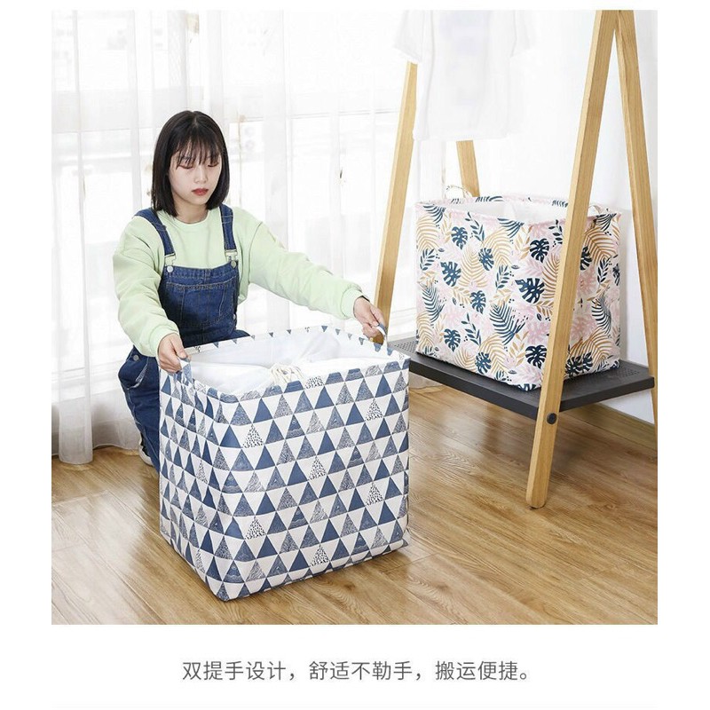 Túi giỏ đựng quần áo bằng vải cỡ lớn 100L đến 200L - Túi đựng chăn màn đa năng washday có thể gấp gọn vintage xinh xắn
