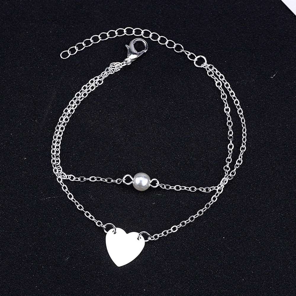 Vòng tay 2 lớp mặt trái tim đính đá/ngọc trai giả cho nữ