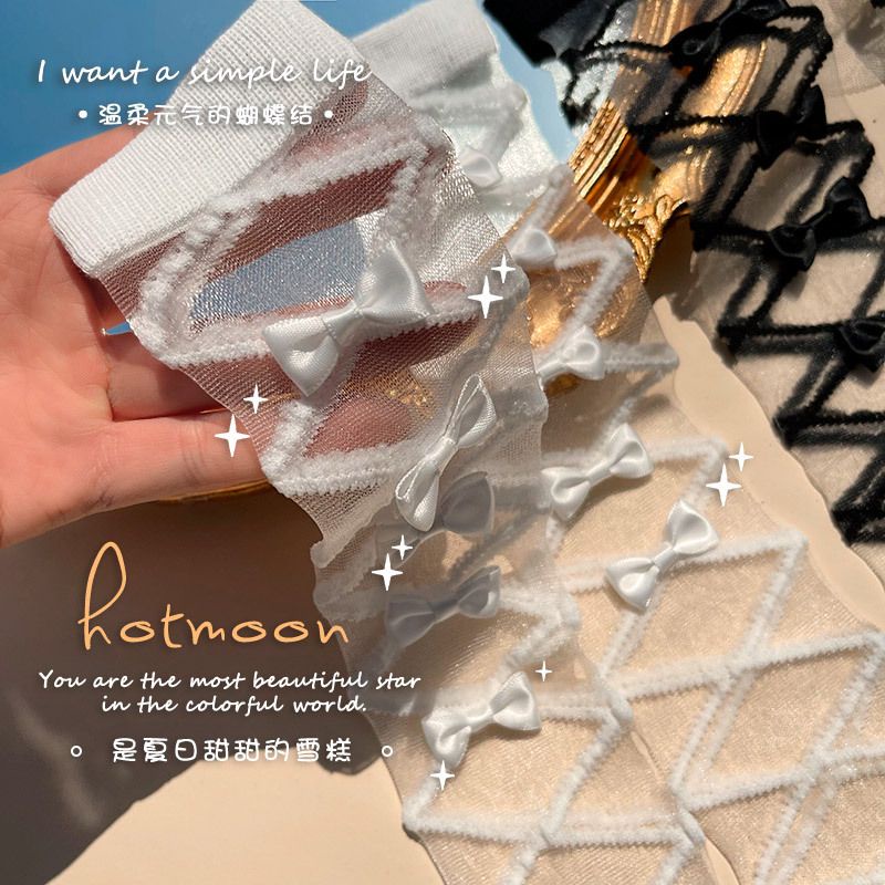 Tất nơ lolita lưới xinh xắn cho bé