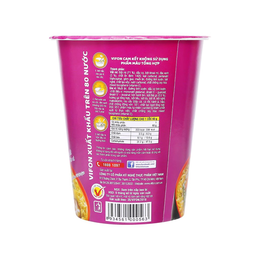 Thùng 24 ly mì gà Vifon Ngon Ngon 60g