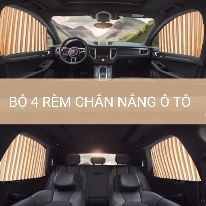 Bộ 4 rèm chắn nắng ô tô rèm lụa thiết kế nam châm hút dùng cho tất cả các dòng xe ô tô 4 đến 7 chỗ