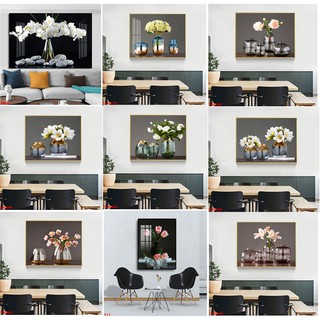 Tranh tráng gương bình hoa trang trí trí phòng khách, phòng bếp cao cấp