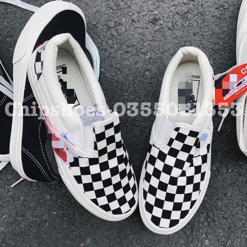 Giày Vans Classic Đen Trắng Buộc Dây Chất Lượng [R1:1] Full Box