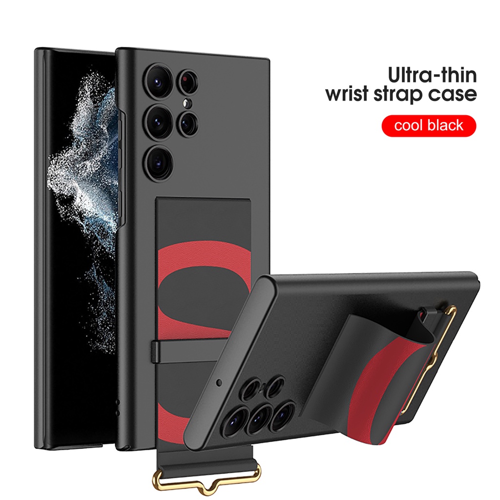 Bao Da Điện Thoại GKK Bằng PC Cứng + Giá Đỡ Có Dây Móc Tay Cho Samsung Galaxy S22 Ultra S22+