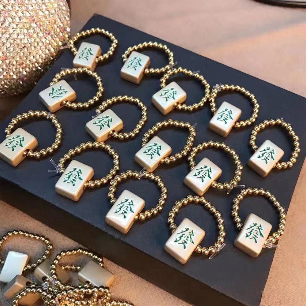 Nhẫn Mạt Chược Truyền Thống Thời Trang Vintage Sáng Tạo Cho Nữ