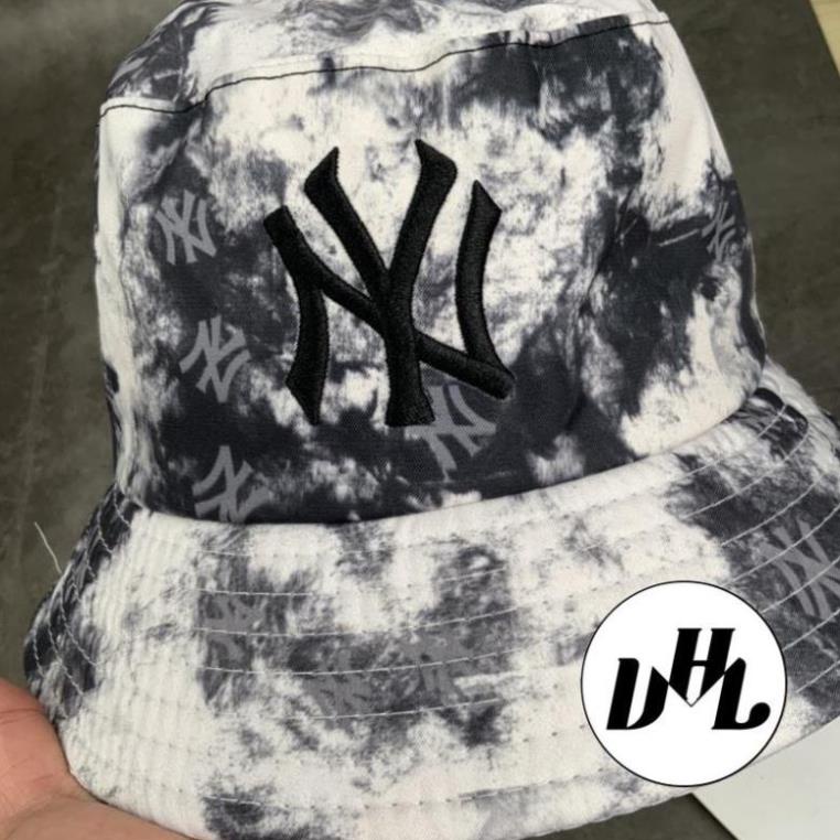Mũ Bucket Loang Màu Xám Khói Thêu NY Cá Tính Phong Cách Nam Nữ