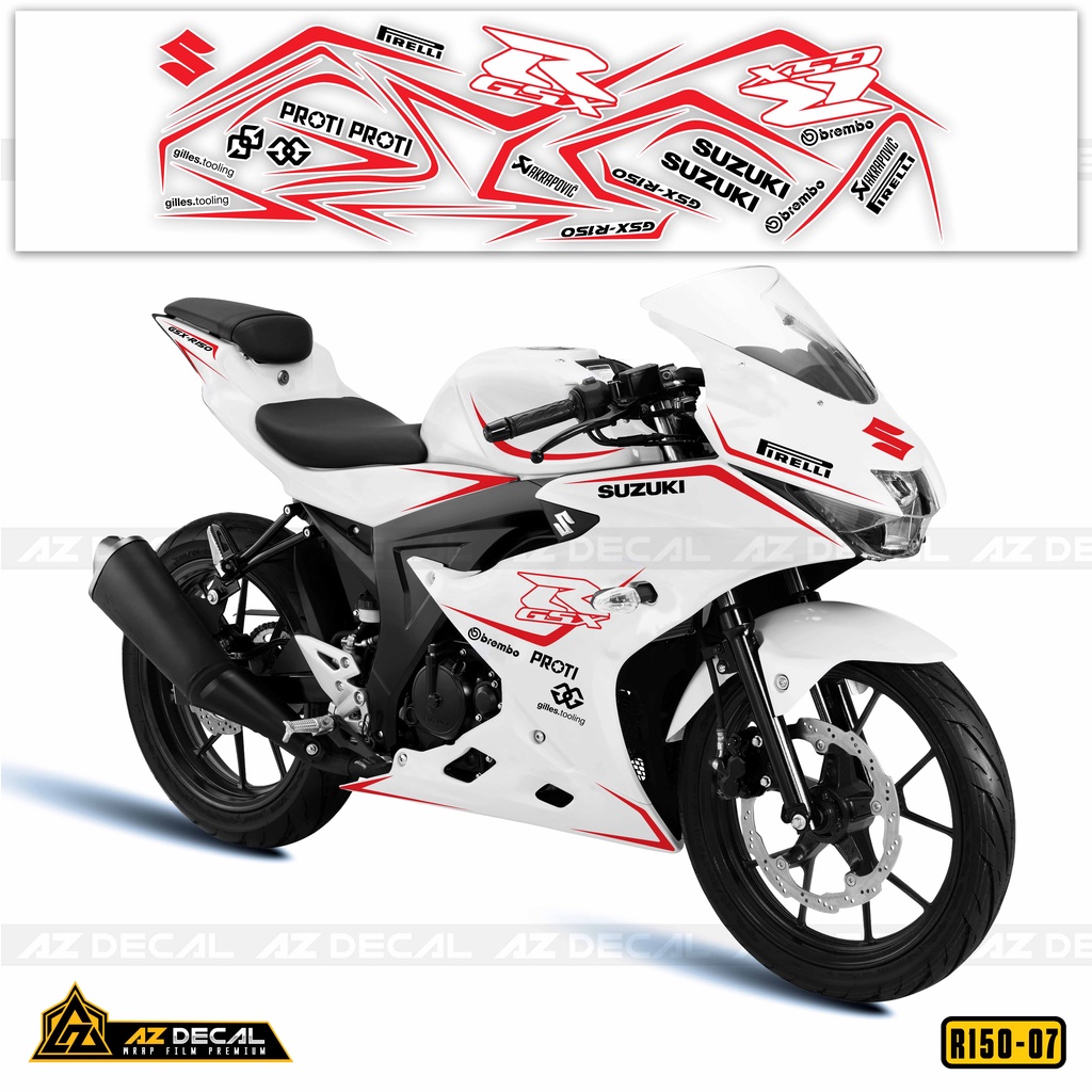 Tem Rời Xe GSX R150 Nhiều Lựa Chọn Màu - Phong Cách Tem Chỉ | GSX R150-07 | Decal PVC Chống Nước, Dễ Dán