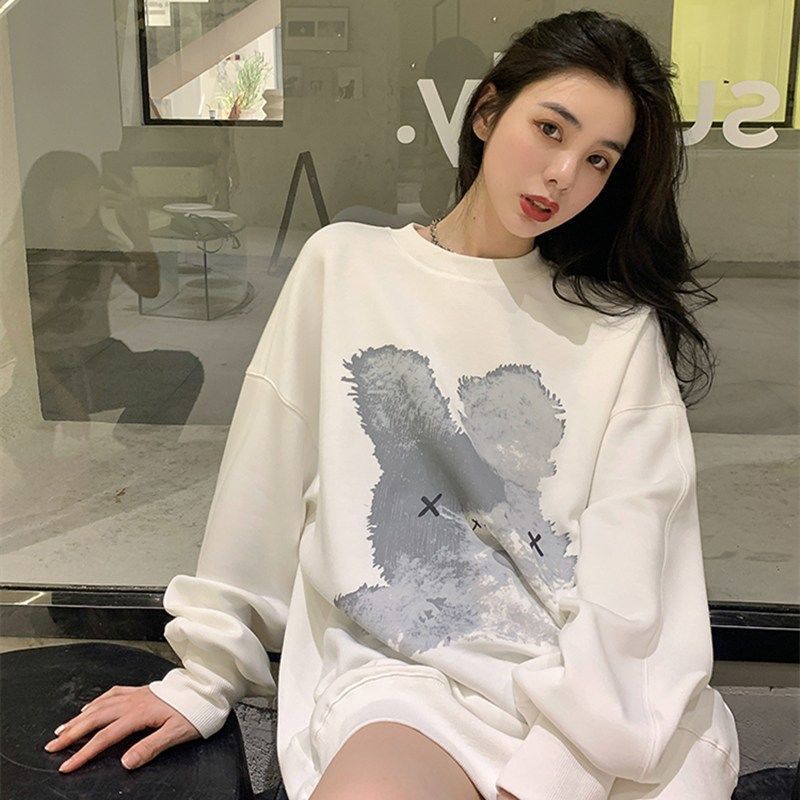 Áo Sweater Trắng Tay Dài Dáng Rộng Phong Cách Hàn Quốc Thời Trang Mùa Thu Cho Nữ 2021 | BigBuy360 - bigbuy360.vn