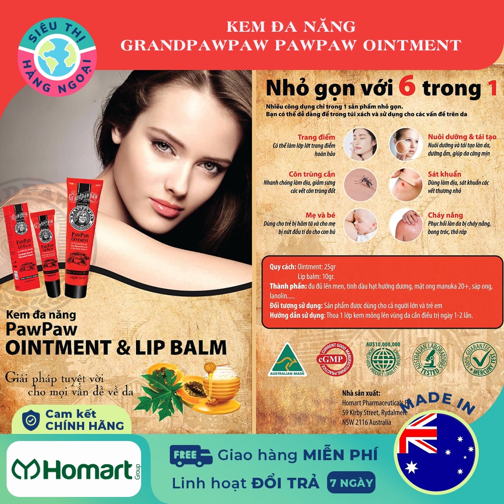 Kem Đa năng Grandpawpaw Pawpaw Ointment (Tuýp 25gram)