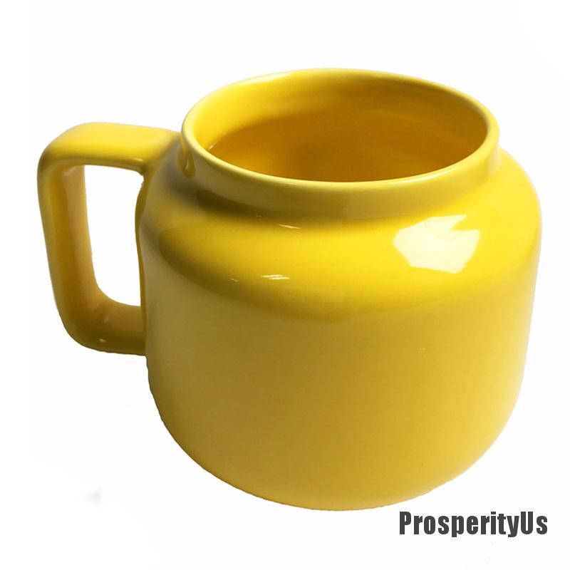 [ProsperityUs] 250ml Yellow Ceramic Mug Smile Expression Cartoon Coffee Milk Tea Cup