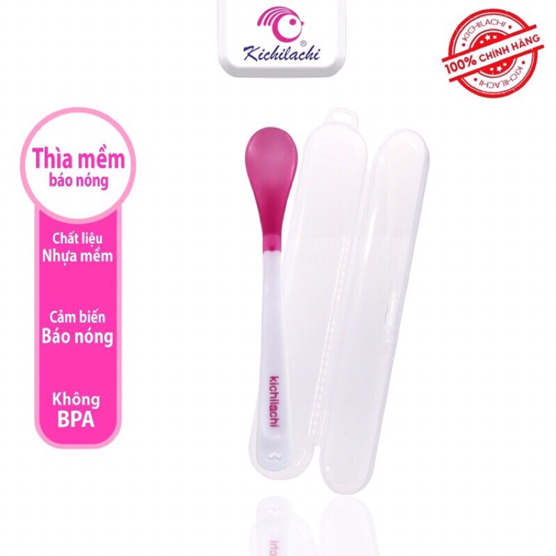 Thìa ăn dặm báo nóng kichi có hộp đựng