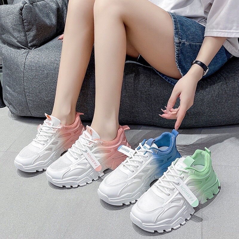 Giày thể thao nữ đế độn 5p LOANG MÀU Cao Cấp