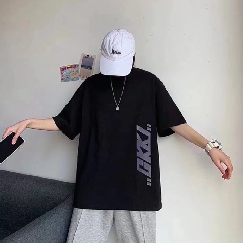 Áo Thun Nam Dáng Rộng In Chữ Phong Cách Hàn Quốc Thời Trang Mùa Hè Thoải Mái Cỡ M-8XL