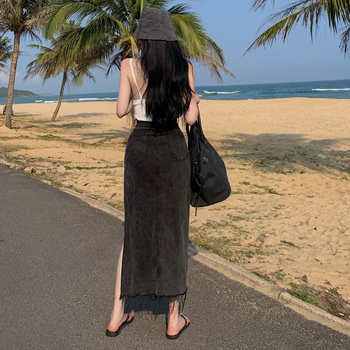 chân váy jean Nữ Lưng Cao Dáng Chữ A Thời Trang | BigBuy360 - bigbuy360.vn