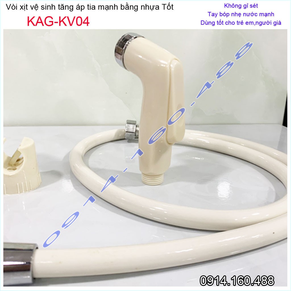 Vòi xịt bồn cầu KAG-KV04 màu kem, vòi xịt rửa  ấn tay nhà tắm, vòi xịt vệ sinh tia nước mạnh siêu sạch sử dụng tốt