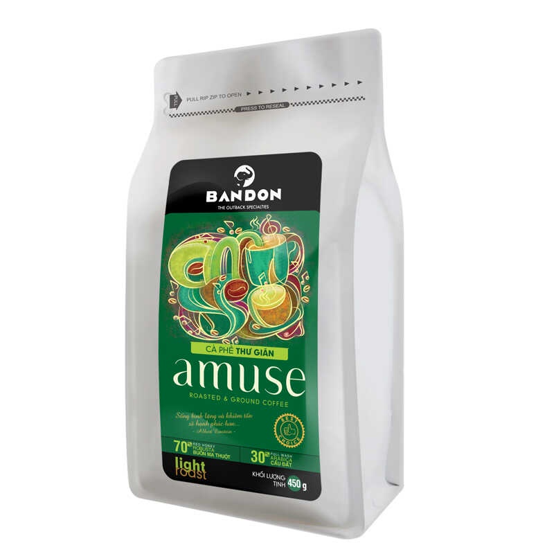 Cà phê phin nguyên chất rang xay mộc sạch BANDON AMUSE đắng thanh hậu ngọt thơm lâu, Arabica Cầu Đất, Robusta red honey