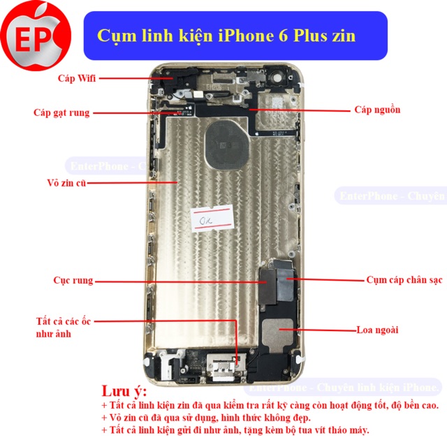 Cụm lưng iPhone 6 Plus kèm linh kiện ZIN BÓC MÁY