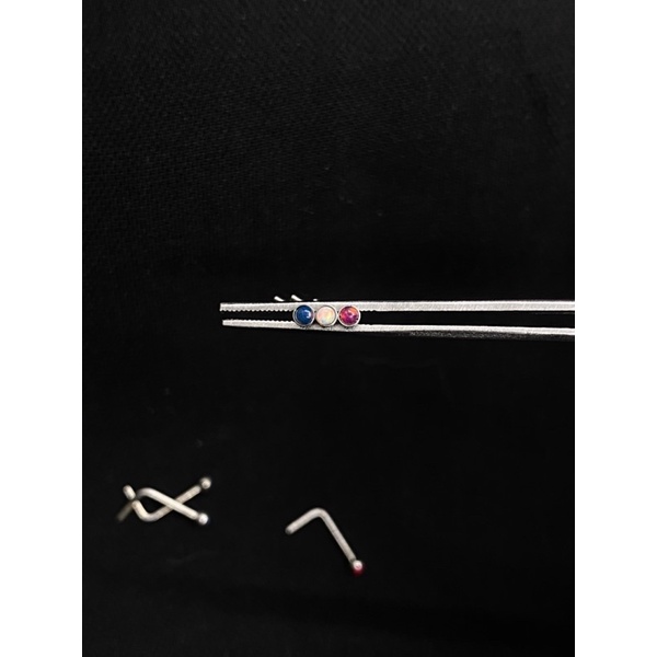 Khuyên mũi đá opal chân L [AnBodyPiercing]
