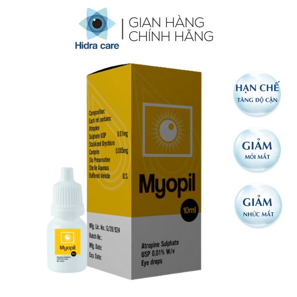 Dung dịch nhỏ mắt hạn chế gia tăng độ cận Myopil giúp ngăn ngừa tiến triển cận thị ở trẻ em