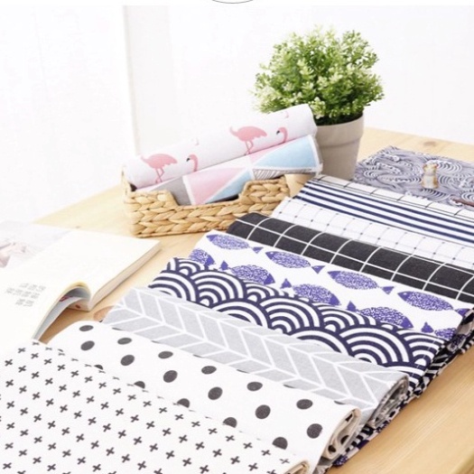 Khăn vải Canvas Nhiều Mẫu Dễ Thương / Vải họa tiết hoạt hình, chữ, thổ cẩm, sọc caro decor trang trí