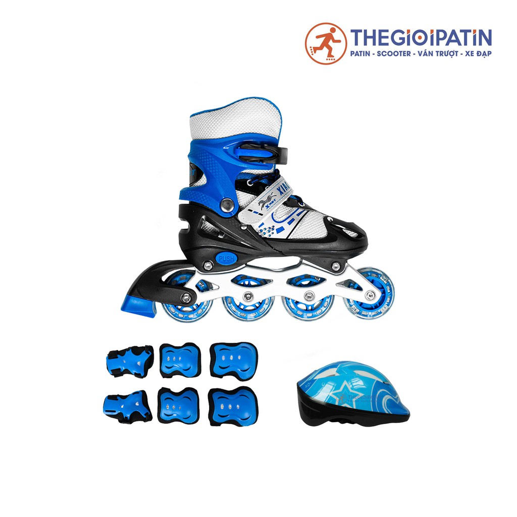 Combo Giày patin thê thao BEAR bánh đầu phát sáng dành cho bé có 3 màu hấp dẫn tặng kèm bảo hộ chân tay và mũ bảo hộ