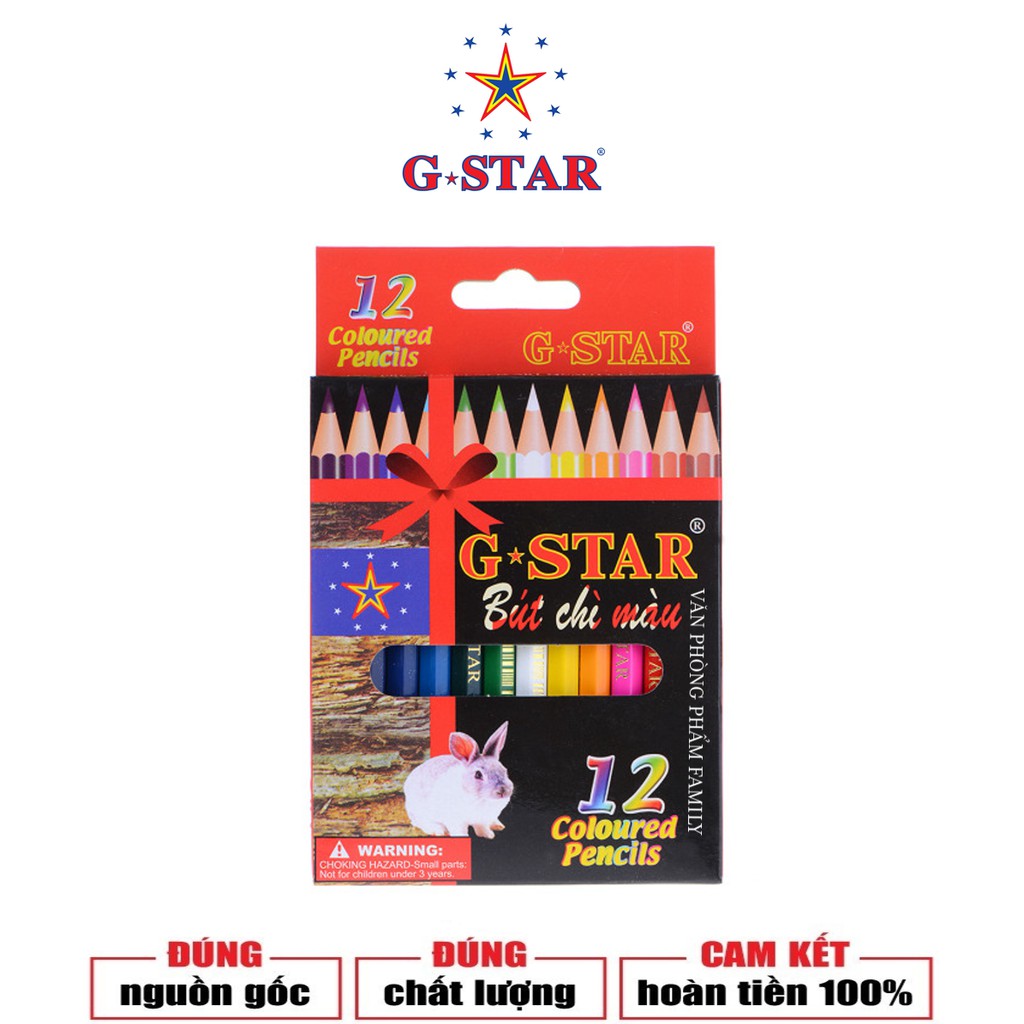 Bút Chì 12 Màu G-Star Ngắn cho tone màu rất chuẩn, màu sắc tươi sáng, giúp gia tăng độ phủ đến 100%