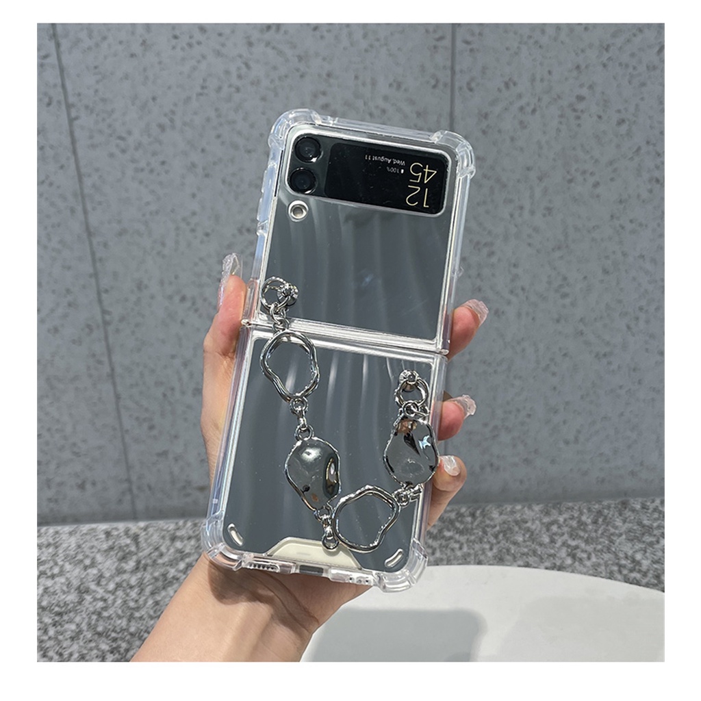 Ốp Điện Thoại Nắp Gập Tráng Gương Có Vòng Đeo Tay Cho Samsung Galaxy Z Flip 3 5G Z Flip 4 1 / 2 Z Flip3 ZFlip3 ZFlip 3 Z Flip4 ZFlip 4