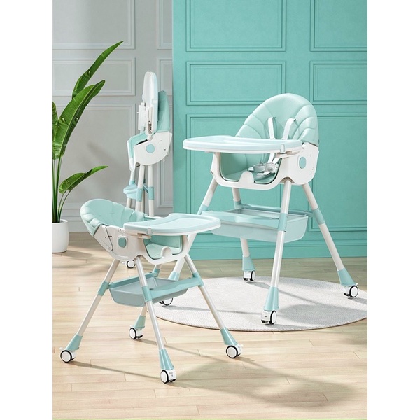 Ghế Ăn Dặm UMOO 05145 Gấp Gọn Ngã Lưng Có Bánh Xe