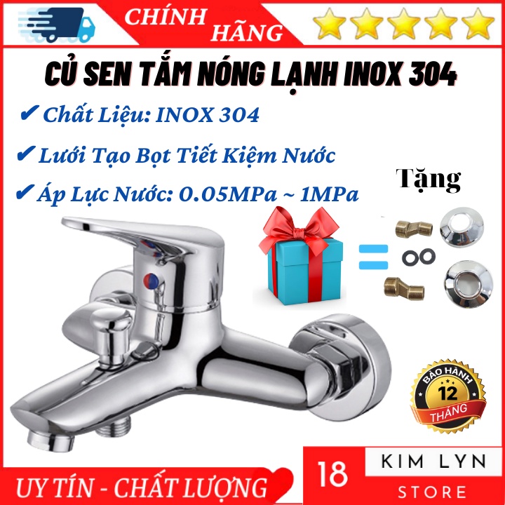 Củ Sen Tắm Nóng Lạnh SNL904 INOX Cao Cấp Tặng Kèm 2 Chân Đồng Chữ Z - Bảo Hành 12 Tháng