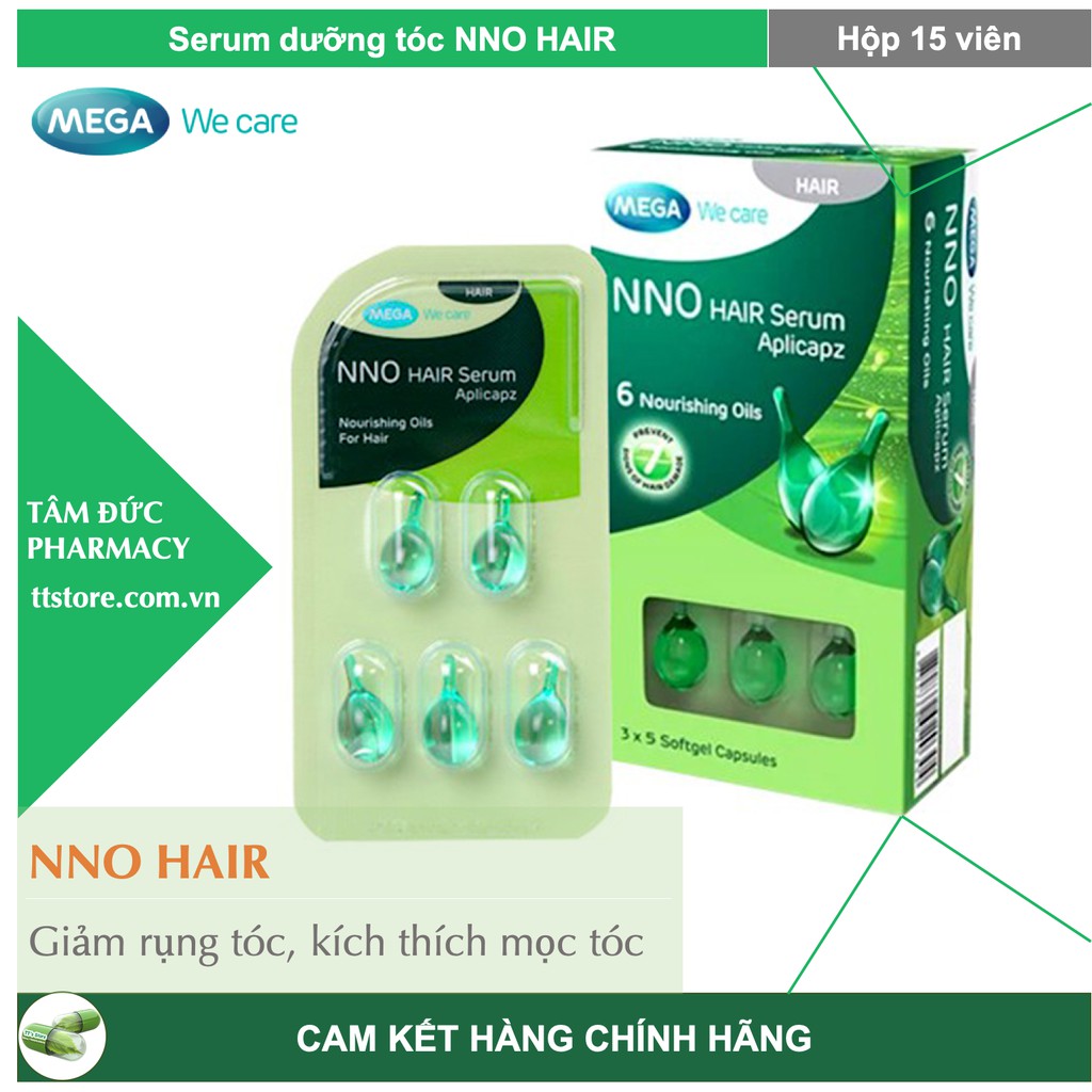 Serum NNO HAIR hộp 15 viên Giúp tóc khoẻ mềm mượt, cải thiện tóc hư tổn, khô, rối