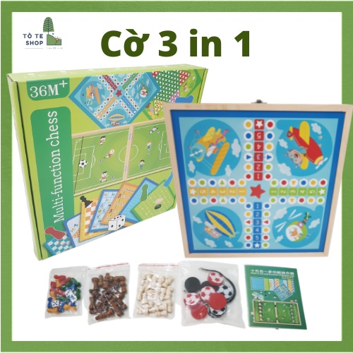 Bàn Cờ 3 in 1 , Cờ Vua , Cờ Cá Ngựa , Cờ Búng chỉ trong một hộp gỗ rất tiện lợi, chơi được cho cả nhà
