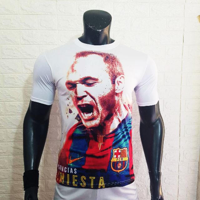 Iniesta - Áo Fan club, áo thể thao in 3D hình cầu thủ bóng đá