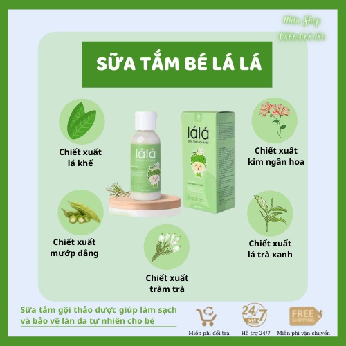 Sữa tắm gội bé thảo được LÁ LÁ LACO không cay mắt làm sạch thơm bảo vệ làn da tự nhiên an toàn sức khỏe cho bé - 50ml