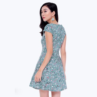 Đầm Xòe Thời Trang Eden Cổ Phối Nút - D262