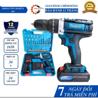 Máy khoan pin makita 36v tặng kèm phụ kiện 24 chi tiết