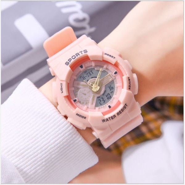 Đồng hồ nữ SPORT 1 điện tử chạy full kim và điện tử dây cao su siêu bền chống nước tốt