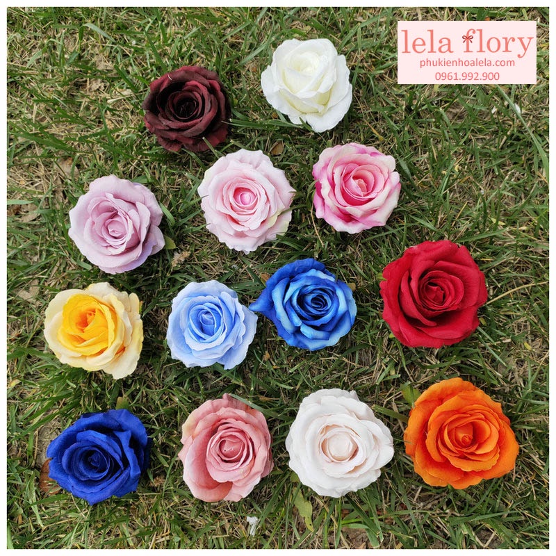 Đầu Bông Hoa Hồng Nhung Cao Cấp Nhiều Màu, Hoa Lụa hồng nhung Thích Hợp cắm lọ Trang Trí, Decor Nhà Cửa - HOG0004