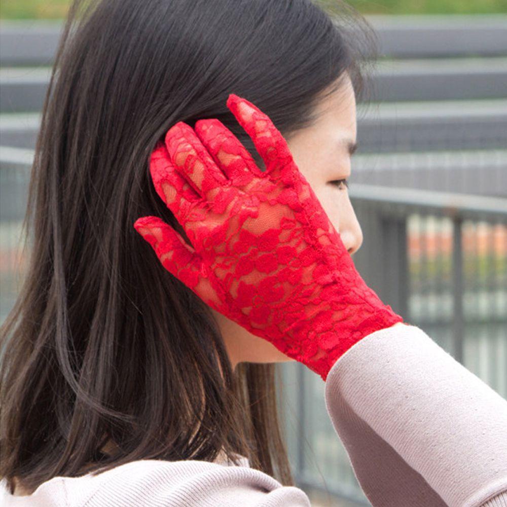 Găng Tay Lái Xe Ngắn Phối Ren Chống Tia UV Cho Cô Dâu