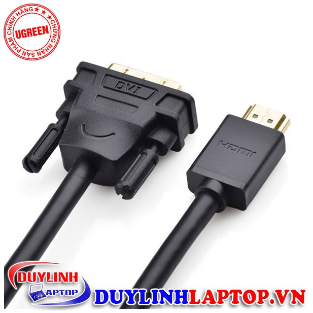 Cáp chuyển HDMI to DVI (24+1) dài 2m chính hãng UGREEN 10135 - Cáp HDMI to DVI (24+1) chất lượng cao