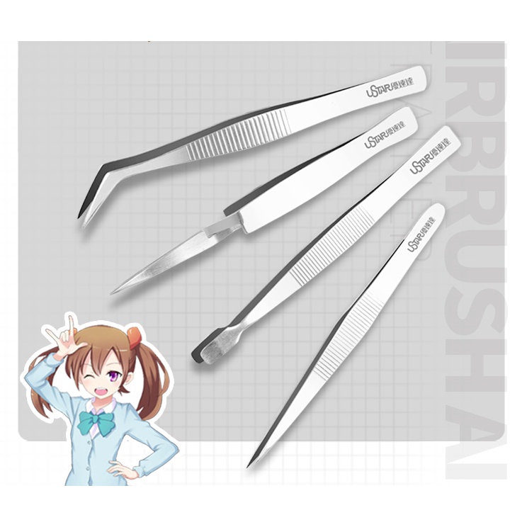 Dụng cụ nhíp gắp gundam tool mô hình - nhíp ngược cong dẹt nhọn manwah ustar các loại