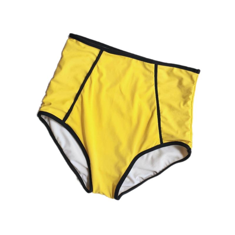 Quần bơi nữ, bikini lẻ cạp cao che bụng màu vàng sọc đen | BigBuy360 - bigbuy360.vn