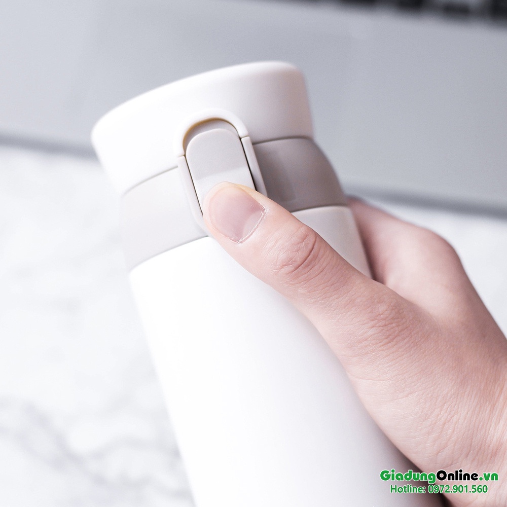 Bình giữ nhiệt Lock&amp;Lock Wannabe One Touch LHC3240WHT 450ml Inox316 - Trắng