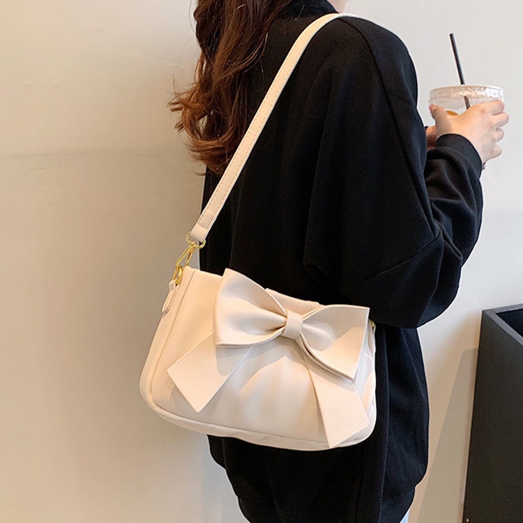 Ielgy Túi đeo dưới cánh tay Vuông Nhỏ Đính Nơ Phổ Biến Cho Nữ