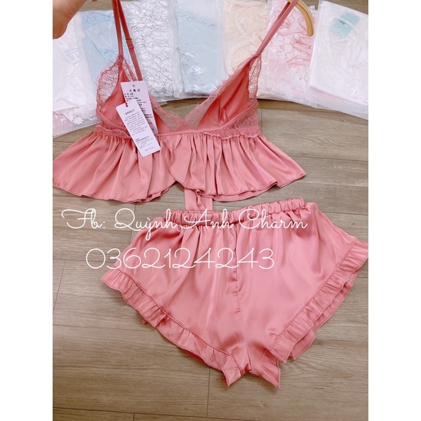 BÁN SỈ _ FREESHIP_Bộ đồ ngủ sexy quần đùi áo croptop hai dây gợi cảm hàng Quảng Châu cao cấp ( lẻ = sỉ)