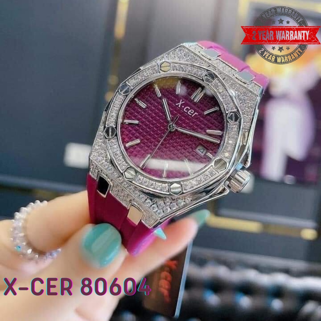 Đồng Hồ Nữ X-cer B0604 - Dây Cao Su - Vỏ Silver , Máy Quartz - Pin , Size 36mm