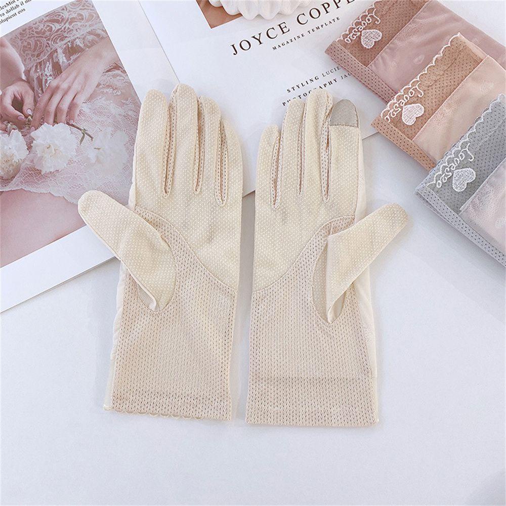 Găng Tay Chống Nắng Vải Lụa Phối Ren MIHAN1