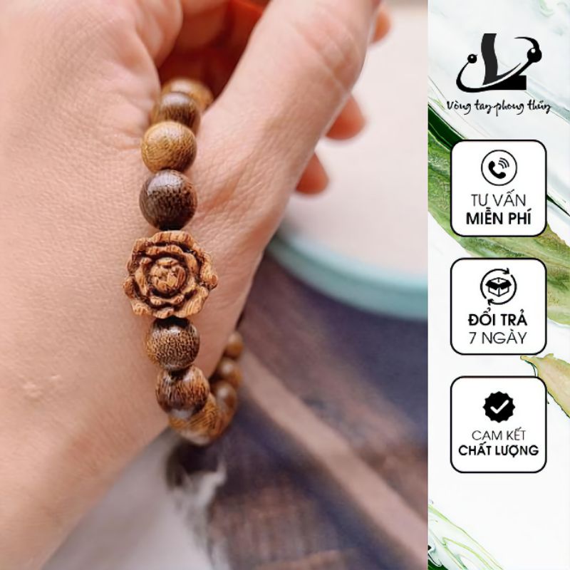Vòng  Trầm Tốc  8ly Mix Chamr Hoa Hồng - N108 | BigBuy360 - bigbuy360.vn