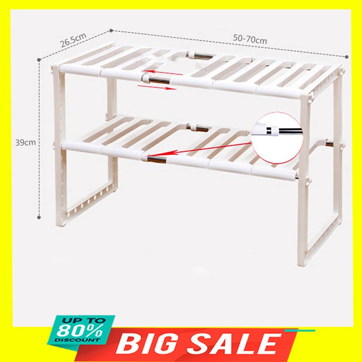 Kệ để sách để gầm bếp ga xoong nồi giầy dép đa năng màu trắng đẹp 40x30x10cm